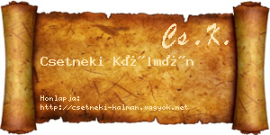 Csetneki Kálmán névjegykártya